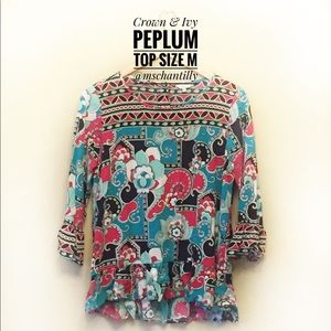 Crown & Ivy Peplum Top Size M
